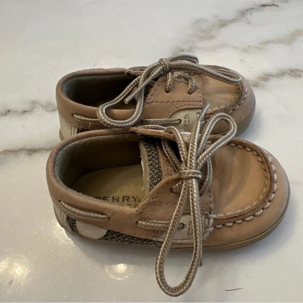 Sperry Top-Sider Bluefish Leather Boat Shoes Tan Unisex Baby & Toddler Size 2M